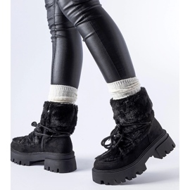 Czarne botki z ozdobnym futerkiem Frediano 1