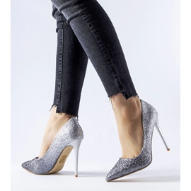 Srebrne brokatowe szpilki Covo srebrny 1