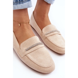 Mokasyny Damskie Z Ekozamszu Beżowe Ladite beżowy 1