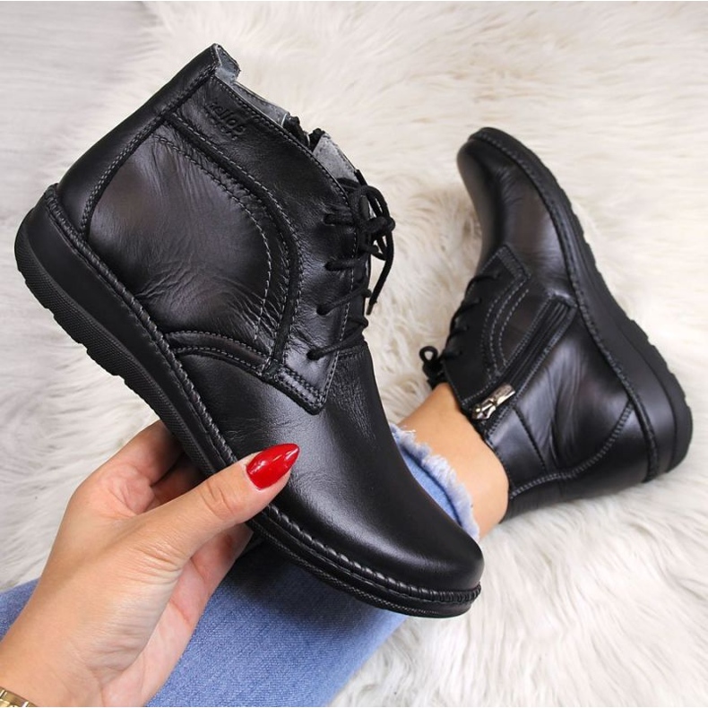 Botki skórzane ocieplane Helios W H612-2A czarne 1