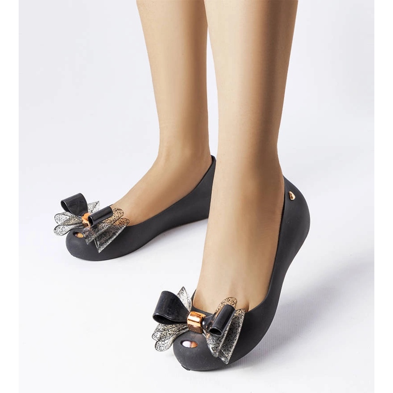Czarne balerinki meliski z kokardką Jerome 1