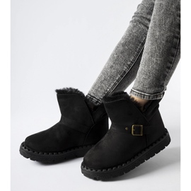 Czarne ocieplane śniegowce z wycięciem Monal 1