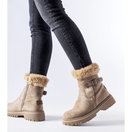 Brązowe ocieplane botki z futerkiem Odetta 1