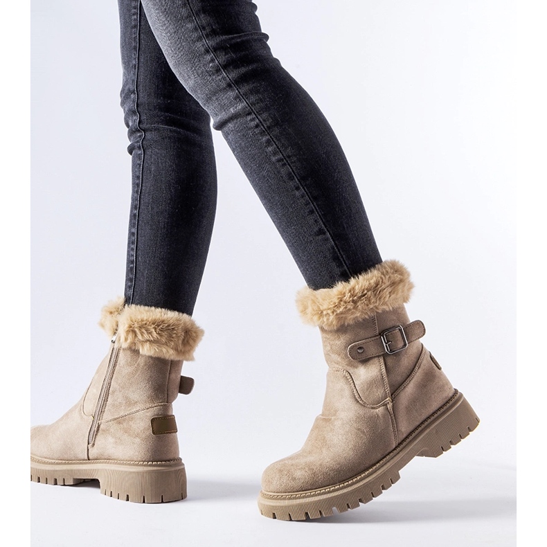 Brązowe ocieplane botki z futerkiem Odetta 1