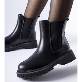 Czarne ocieplane klasyczne wsuwane botki Noas 1