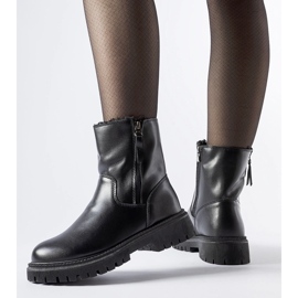 Czarne ocieplane botki z dwoma zamkami Papig 1