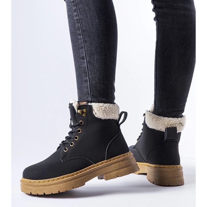 Czarne ocieplane workery Burgondi 1