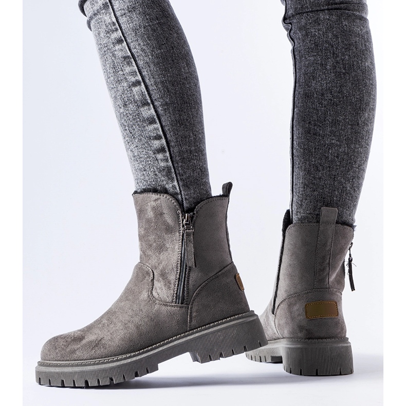 Szare ocieplane klasyczne botki Tesoriero 1