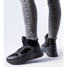 Czarne ocieplane wysokie sneakersy Malles 1