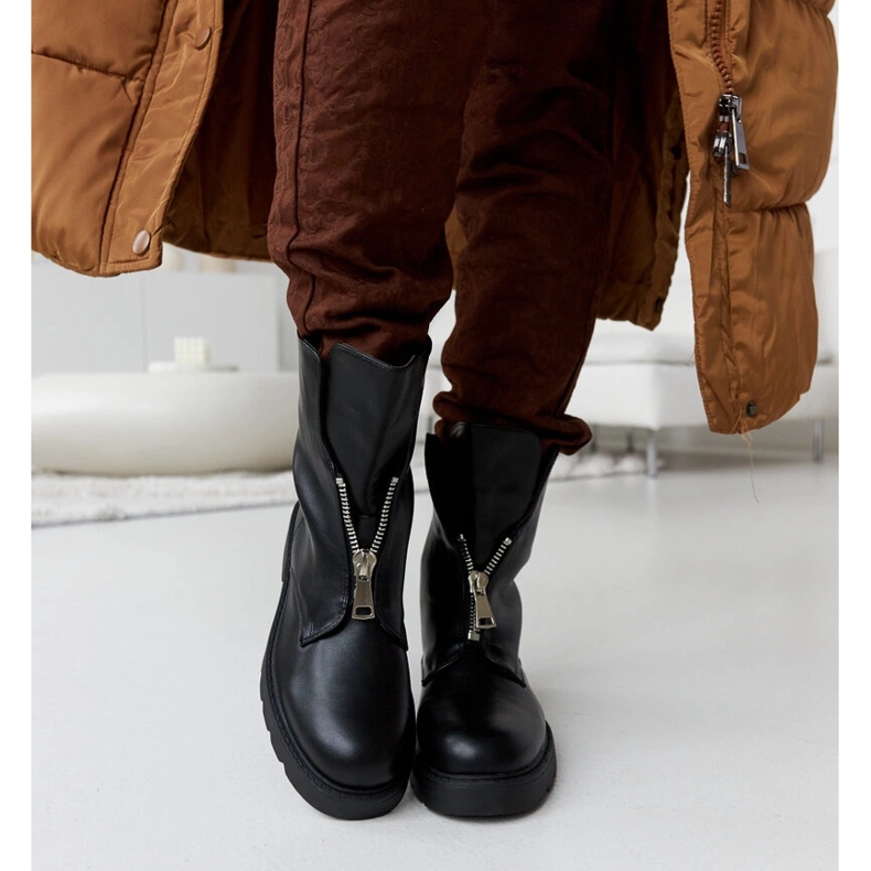 Czarne ocieplane botki z suwakiem Oakdale 1