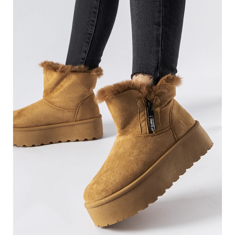 Brązowe śniegowce na platformie Points 1