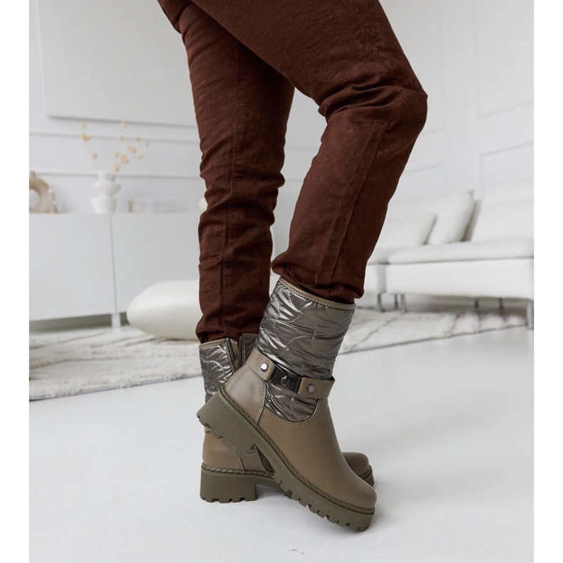 Zielone ocieplane botki z ozdobnym paskiem Lido 1