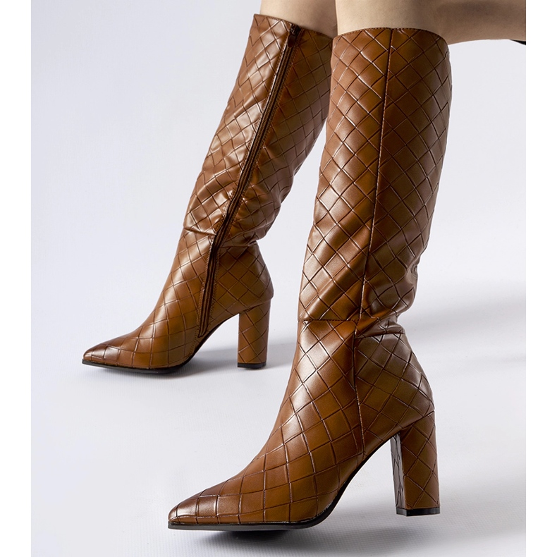 Brązowe kozaki zdobione pikowaniem Brannon 1