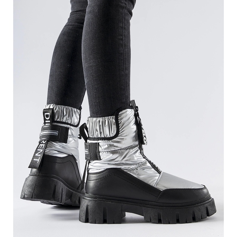 Srebrno-czarne ocieplane śniegowce Moorhead srebrny 1