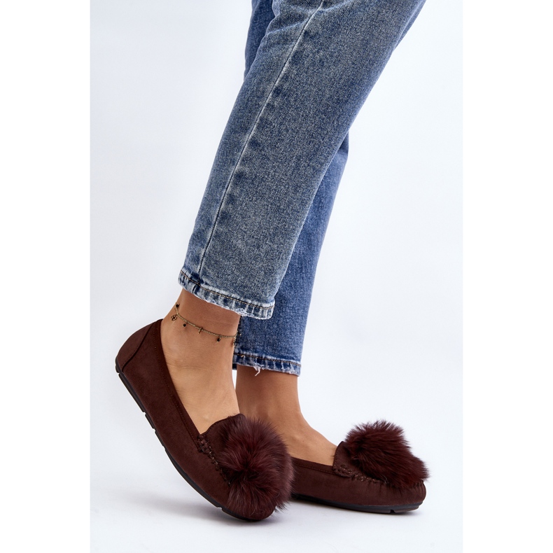 Damskie Mokasyny Z Futerkiem Brązowe Novas 2