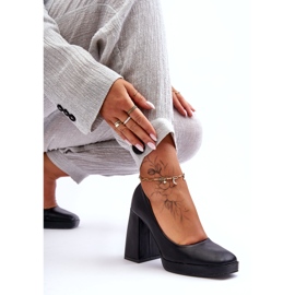Czółenka Na Masywnym Obcasie Czarne 3