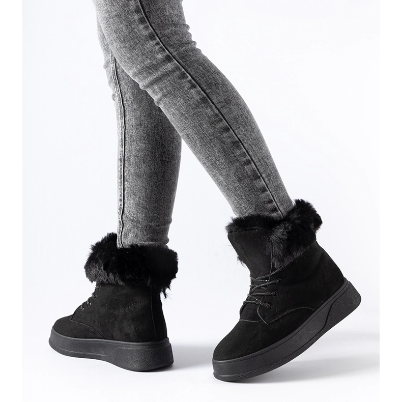 Czarne śniegowce na platformie Oliverio 1