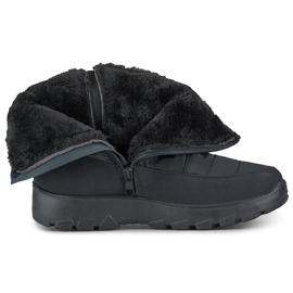 Komfortowe botki zimowe śniegowce grubo ocieplane suwaki czarne 1
