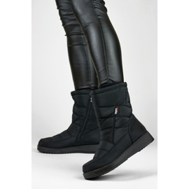 Buty śniegowce damskie ocieplane pikowane futerko niska platforma czarne 1