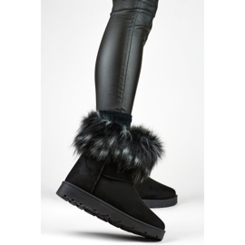 Czarne śniegowce damskie z futerkiem zimowe buty na zimę 2