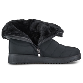 Śniegowce niskie damskie buty zimowe ocieplane czarne 1