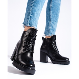 W. Potocki Czarne damskie botki na obcasie Potocki 2