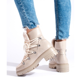 W. Potocki Beżowe śniegowce damskie z futerkiem Potocki beżowy 2