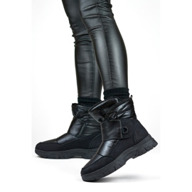 Czarne śniegowce na rzep buty ocieplane na zimę 1