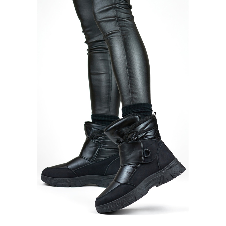 Czarne śniegowce na rzep buty ocieplane na zimę 1