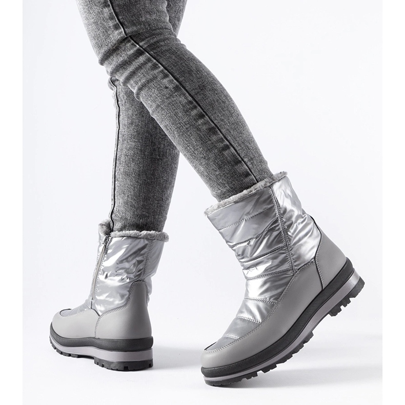 Srebrne ocieplane futerkiem śniegowce Tylertown srebrny 1