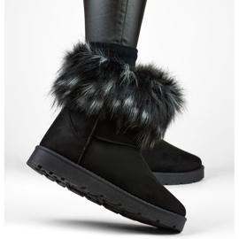 Czarne śniegowce damskie z futerkiem zimowe buty na zimę 3