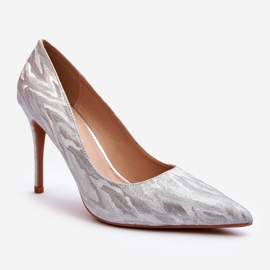 Szpilki Zdobione Brokatem Srebrne Klonisa srebrny 1