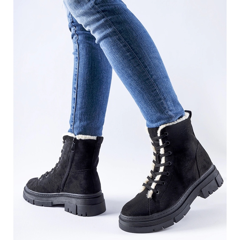 Czarne botki ocieplane z eko-zamszu Chamblee 1