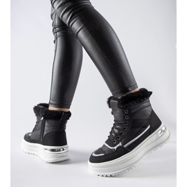 Czarne sportowe śniegowce z futerkiem Trieste 1