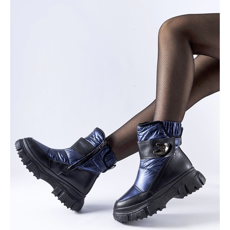 Granatowo-czarne ocieplane śniegowce Mejia niebieskie 1