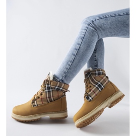 Brązowe trapery zdobione kratką Dino 1