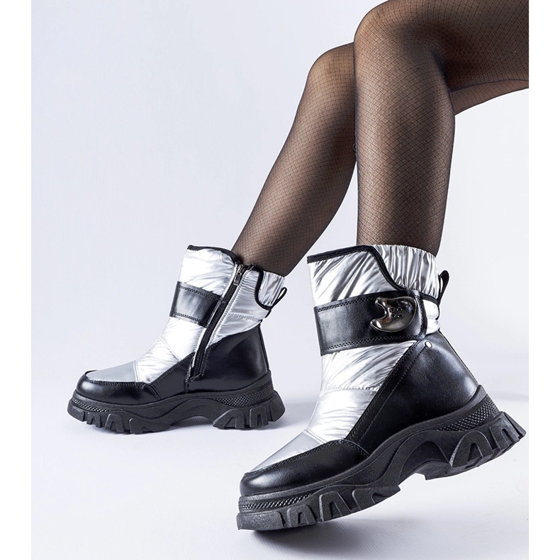 Czarno-srebrne ocieplane sniegowce Carta srebrny 1