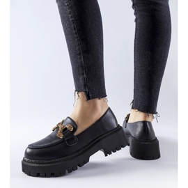 Czarne mokasyny zdobione cyrkoniami Uzzone 1