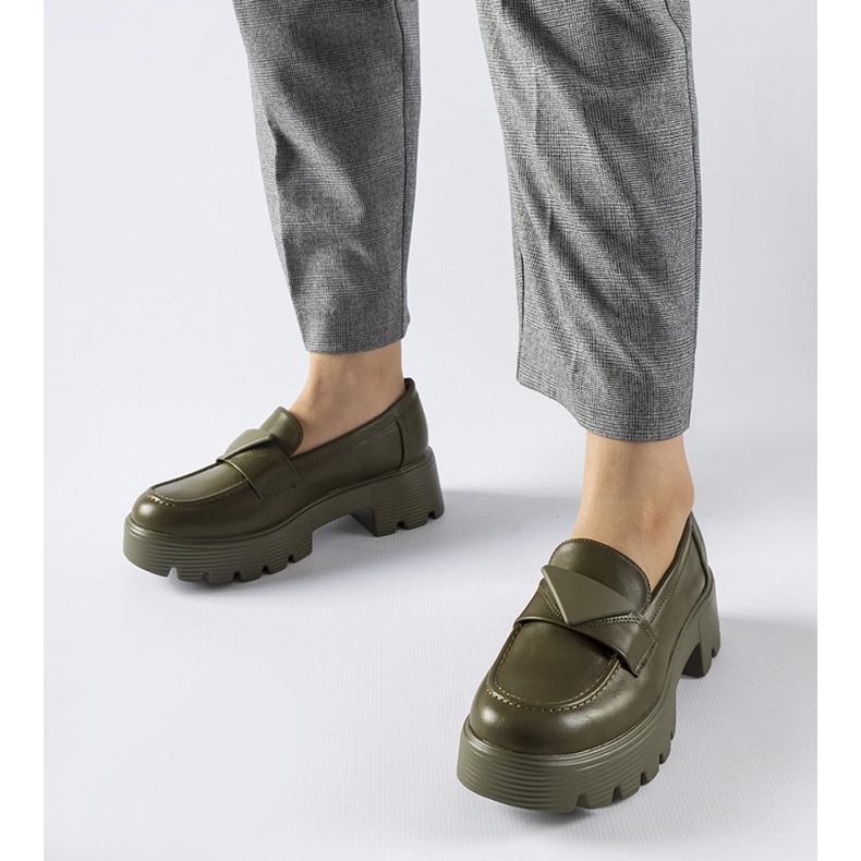 Zielone mokasyny na masywnej podeszwie Eligio 1