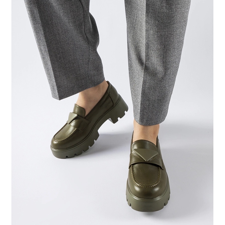 Zielone mokasyny na masywnej podeszwie Eligio 2