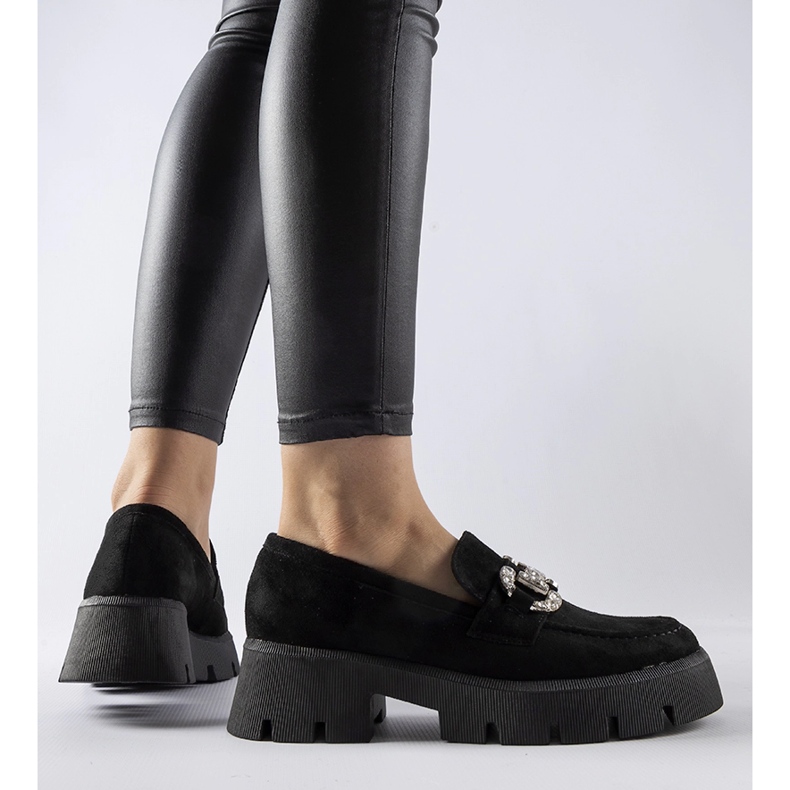 Czarne mokasyny z cyrkoniami Giacomo 1