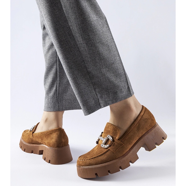 Brązowe mokasyny z cyrkoniami Giacomo 1