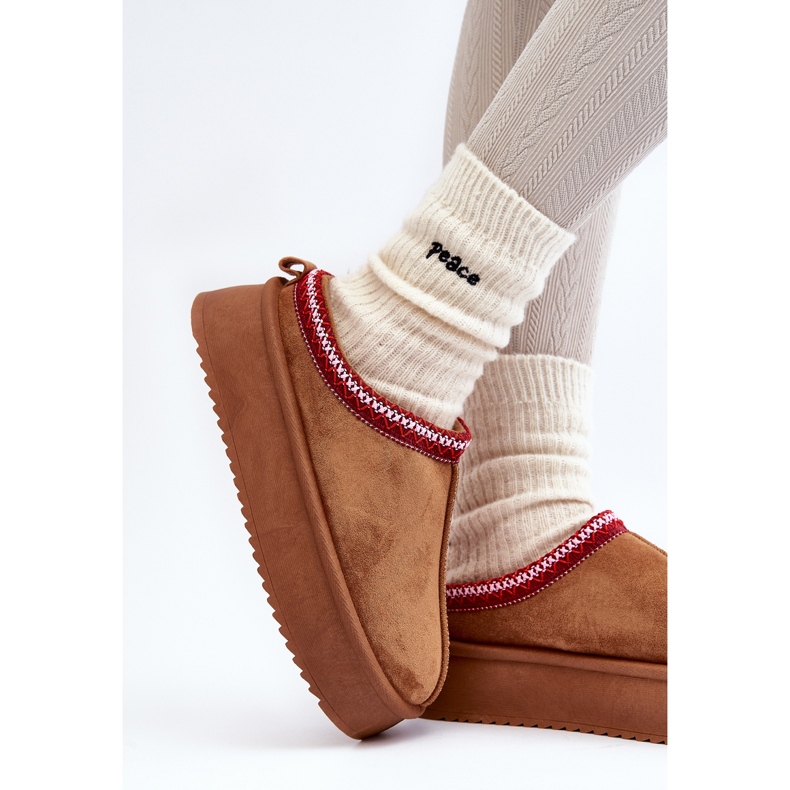 Kapcie Na Grubej Podeszwie Z Eko Zamszu Brązowe Sylva 2