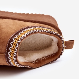 Kapcie Na Grubej Podeszwie Z Eko Zamszu Camel Sylva brązowe 1