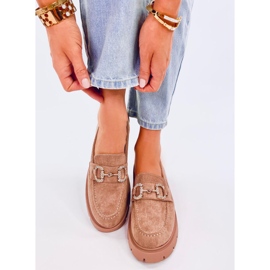 Mokasyny zamszowe z klamerką Karins Khaki beżowy 1