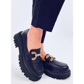 Mokasyny licowe na platformie Buess Black czarne 2