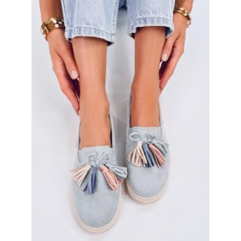 Mokasyny z frędzelkami Krauss Grey niebieskie 1