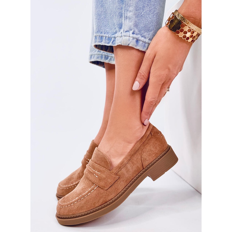 Mokasyny damskie zamszowe Antye Camel brązowe 1