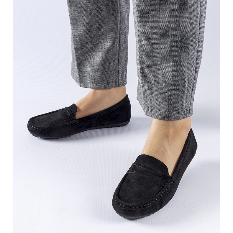 Czarne mokasyny z eko-zamszu Cellarengo 1