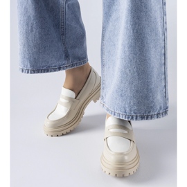 Białe masywne mokasyny Miniato beżowy 1